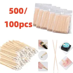 500/100 Uds. Empujador para decoración de uñas, palos de madera naranja, removedor de cutículas, diamantes de imitación, eliminación de puntos, juego de cuidado de manicura y pedicura