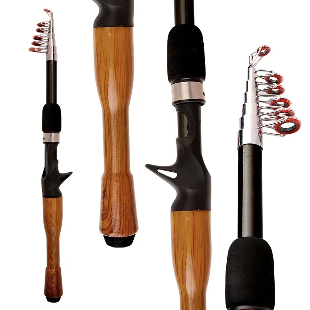 Caña De Pescar con señuelo telescópico, accesorio ultraligero De fundición giratoria, De carbono, 1,3 M, 1,6 M y 1,8 M - imagen 3
