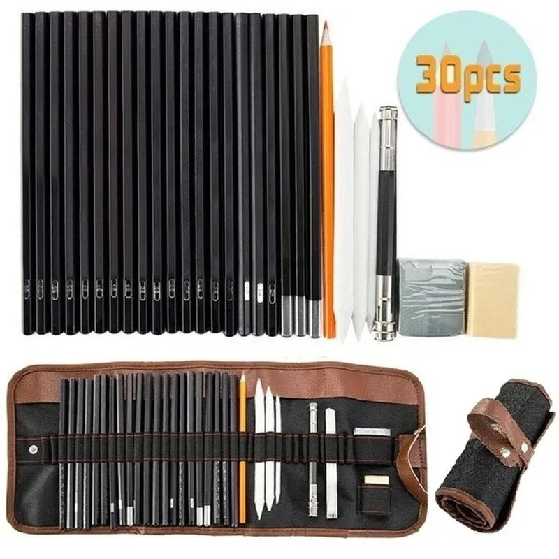 Juego de bocetos para principiantes, lápiz de carbón, pintura artística, boceto, papelería, 30 Uds. - imagen 2