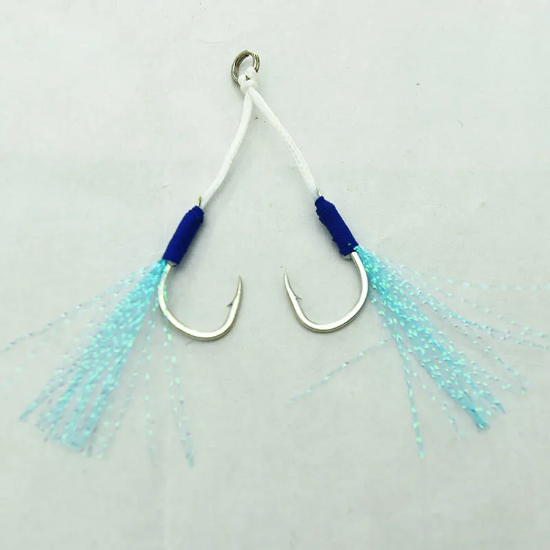 Jig metálico de acero – Doble anzuelo y pluma para agua salada - imagen 4
