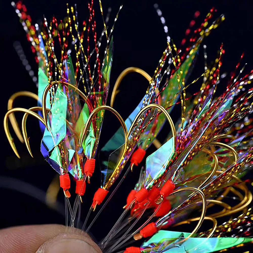 Película para atado de moscas de pesca de arcoíris, 6cm x 10cm, aparejo Sabiki, Material de alas traseras Flash para atado de moscas y accesorios de pesca, 2 uds. - imagen 5