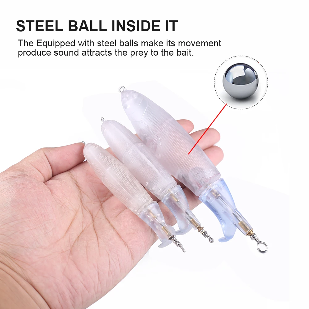 Hanlin-cebos duros giratorios para pesca, cebos de 10/20 piezas, 10/11/14,5 cm, cebos de pesca en blanco sin pintar, aparejos Wobblers Topwater - imagen 4