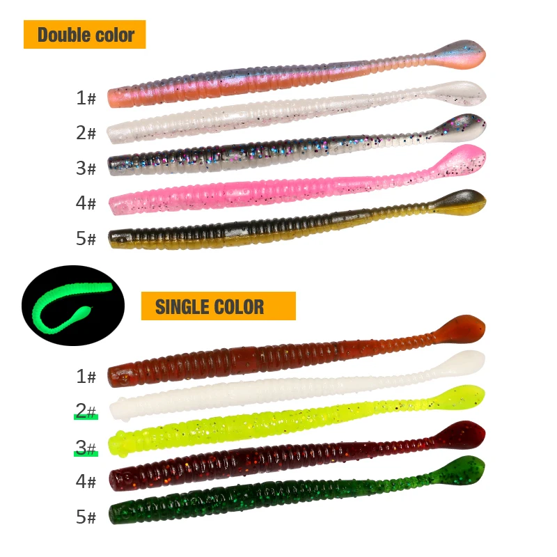 Señuelos de pesca 1 Juego de 50 Uds. Señuelo flotante de babosa que se hunde lombriz de tierra cebo de silicona Artificial suave cebo de gusano Wobbler de mar todo para pesca - imagen 5