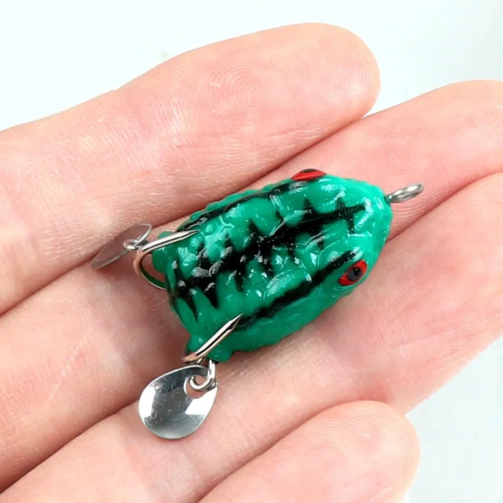5 uds Boxxed pesca 2,5 cm/2,5g señuelo de rana suave Mini señuelo suave anzuelos dobles cebo Artificial de rana de rayos TopWater - imagen 5