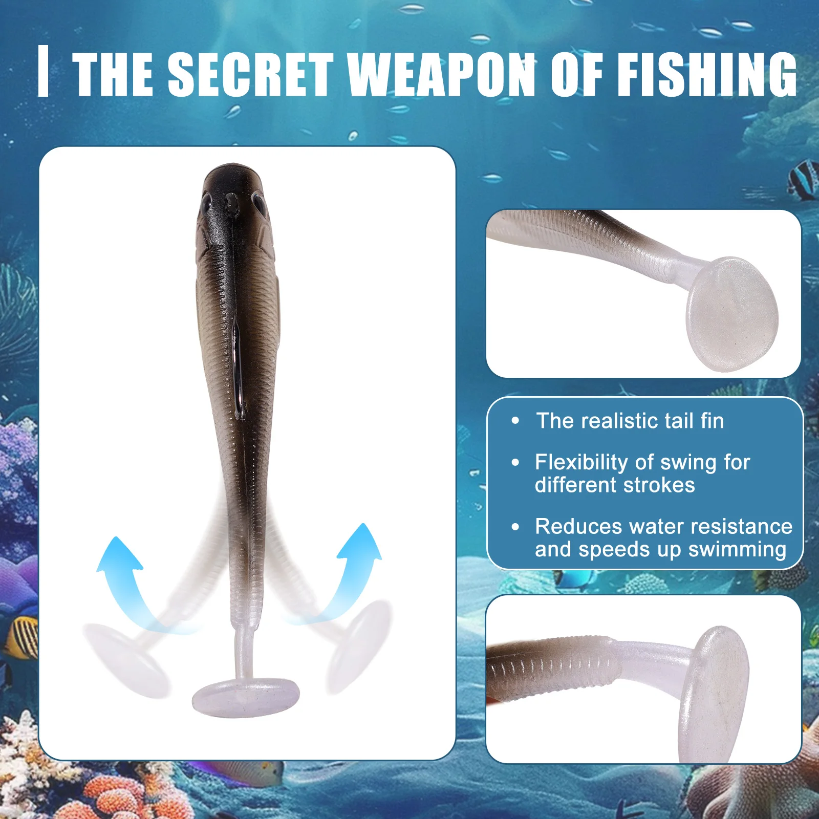 9KM 6 uds Swimbait pesca señuelos blandos 6 ~ 12,5g Jig Head señuelo de pesca suave lubina perca de agua dulce cola de paleta - imagen 4