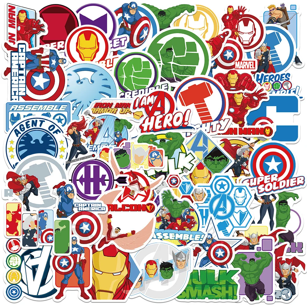 50 Uds. De pegatinas de ensamblaje de héroes de la película de Marvel de Disney, pegatinas impermeables para teléfono, portátil, equipaje, guitarra, cuaderno - imagen 2
