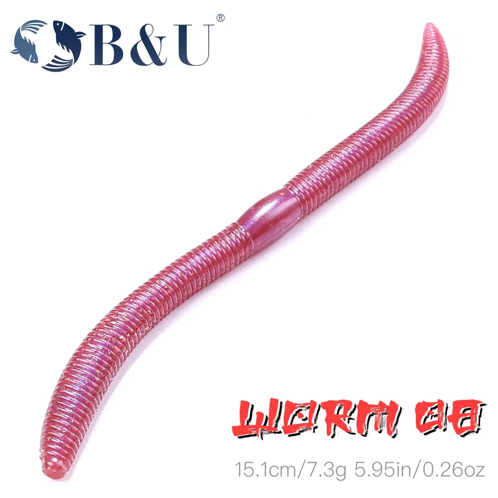 B & U 6 uds 15cm realista olor a pescado señuelos blandos rojos simulación de lombriz gusanos rojos Señuelos de pesca artificiales gusano Senko cebo suave