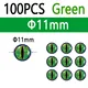 100pcs Green 11mm