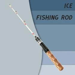 Caña de pescar en hielo, punta de caña con alto contenido de carbono: atrapa picaduras pequeñas en segundos. El cuerpo resistente resiste a la flexión, se adapta a todos los peces de hielo comunes.