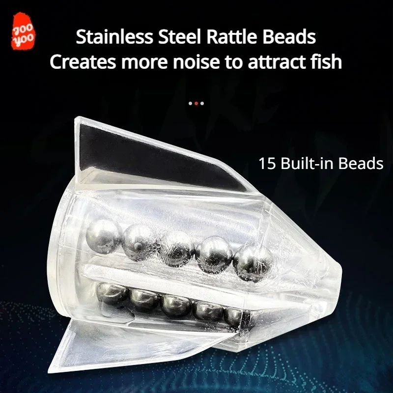 Accesorios para equipo de pesca, cebo Luya, contrapeso con cuentas de sonido, tubo de plástico incorporado, 15 bolas de acero inoxidable, 5 uds. - imagen 2