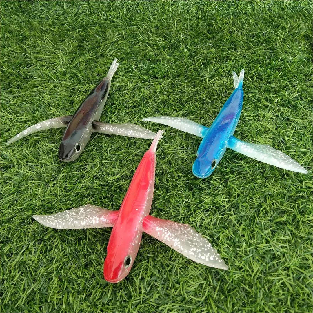Swolfy, 1 unidad, 16cm, 63g, agua de mar, color negro, azul, rojo, cebo de pesca de PVC, señuelo para peces voladores, barco, curricán, atún, caballa, cebos blandos - imagen 5