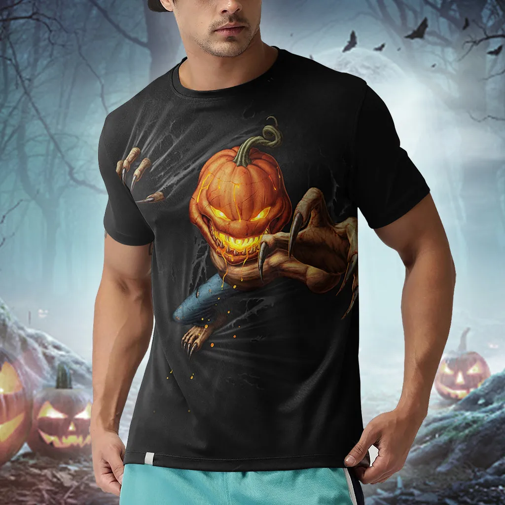 Reaper Card Skull Pattern Halloween 3D completamente estampado camiseta de moda para hombre verano Unisex pantalón corto Casual camiseta de manga TX308 - imagen 2