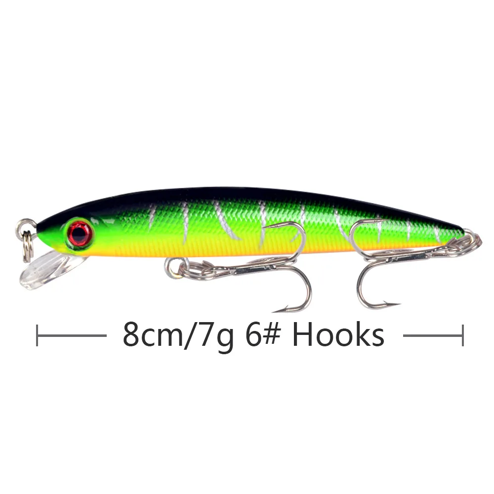 Señuelos de Pesca de pececillos, cebos duros Wobbler, Crankbaits ABS Artificial, aparejos de pesca de Lucio, 1 piezas, 8cm, 7g - imagen 5
