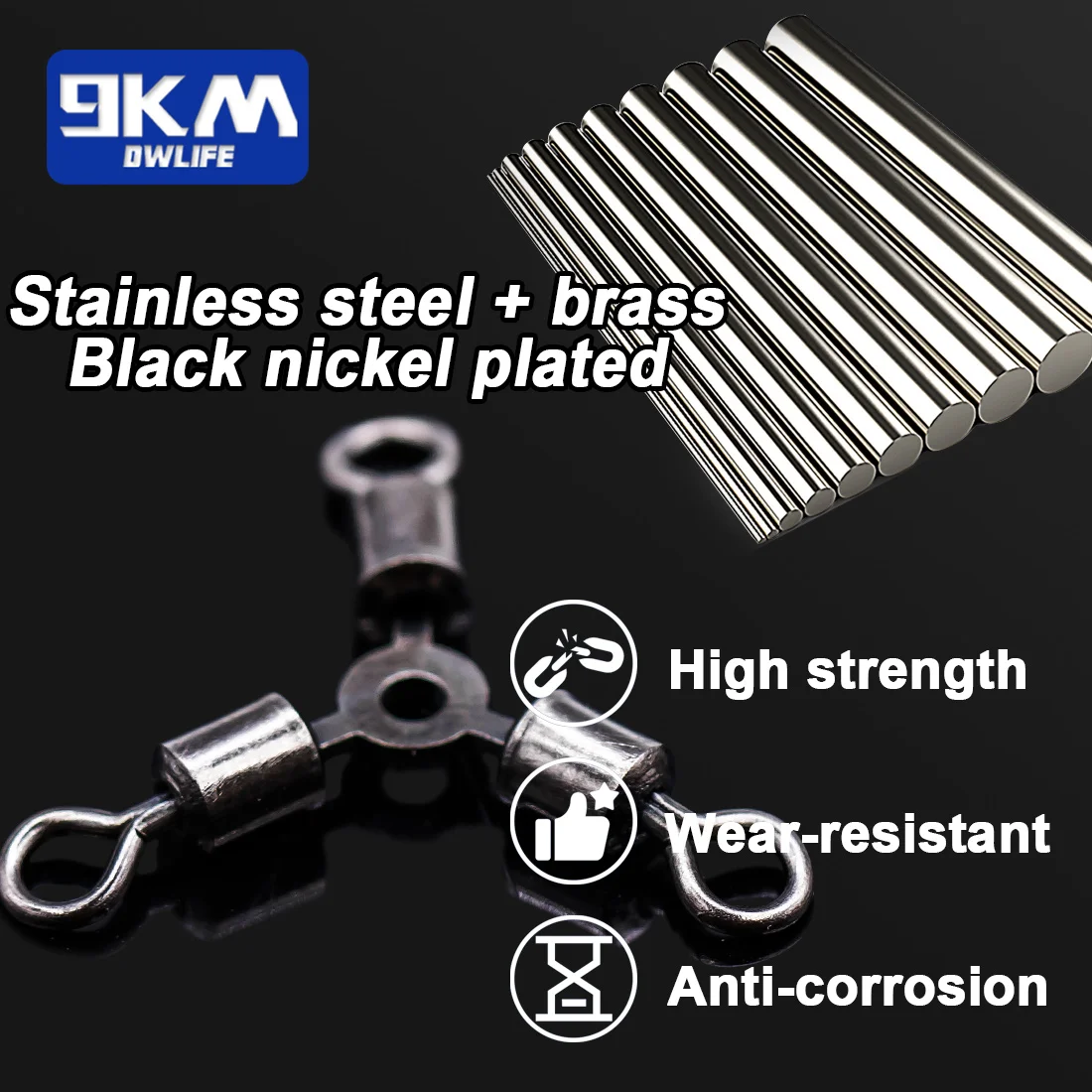 Giratorios de 3 vías, 15 ~ 60 uds., aparejos giratorios de pesca de tres vías, conectores de sedal de pesca de agua salada, giratorios, accesorios para bagre - imagen 2