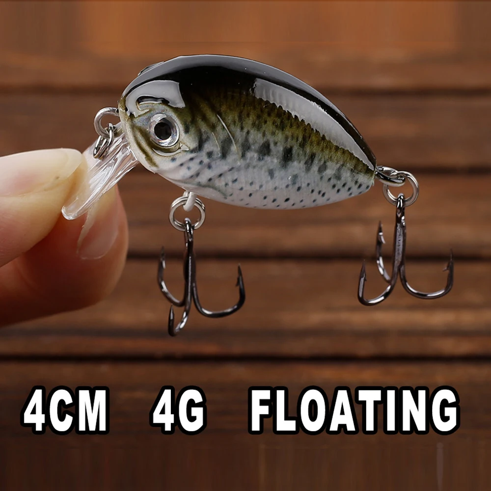 5 unids/set Mini Señuelos de Pesca con manivela 4cm 4g Micro flotador Crankbaits Wobbler señuelo de pesca 1,57 "duro Artificial Minnow aparejos de lubina - imagen 3