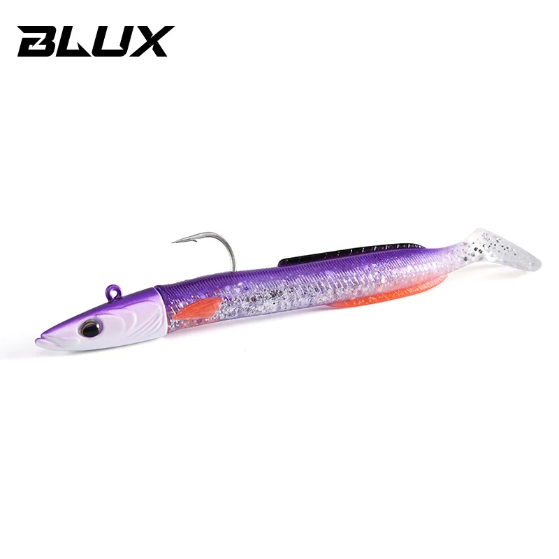 Señuelo Vinilo BLUX Happy Sandeel – Jig Head con Cola de Paleta para Mar