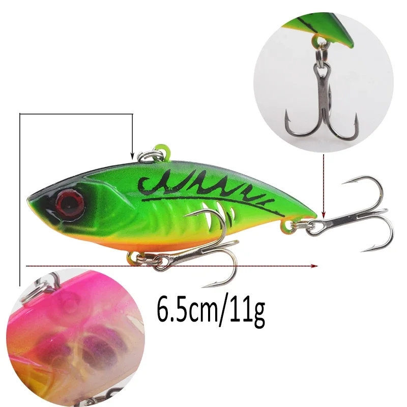 1  Pc Sinking Vibration Fishing Lure 6cm 11g Hard Plastic Artificial VIB Winter Ice Fishing Pike Bait Tackle Isca Peche - imagen 2