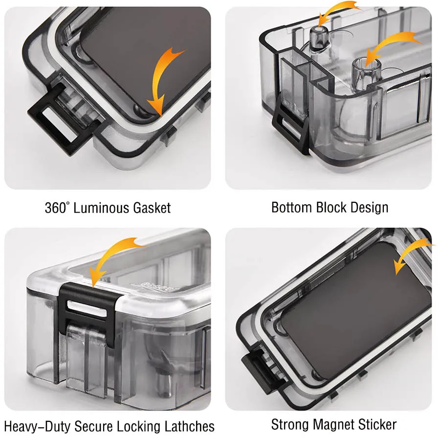 Caja de pesca pequeña luminosa, Mini caja organizadora de aparejos de pesca con función magnética fuerte, caja organizadora de almacenamiento de plástico, 6 uds. - imagen 5