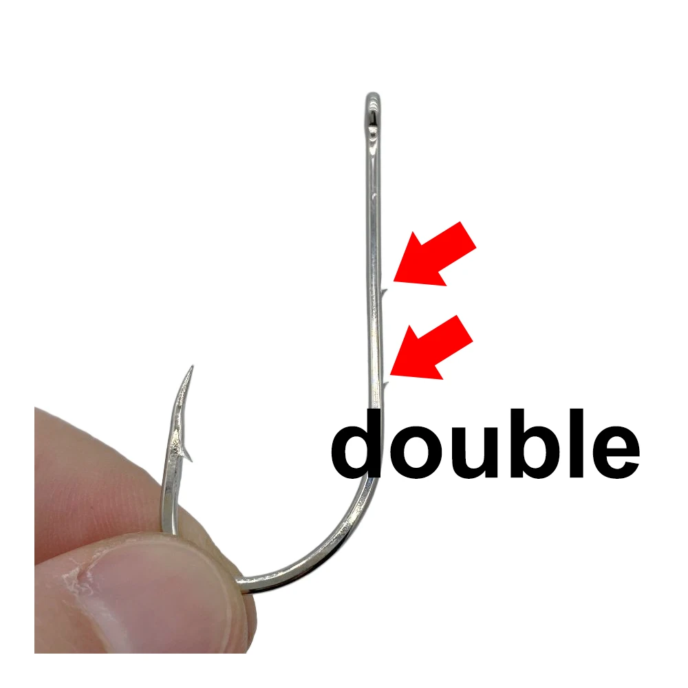 50 Uds. De doble columna vertebral, anzuelo de boca torcida, banda de mango largo, gancho de acero con alto contenido de carbono, gancho plano de marea - imagen 5