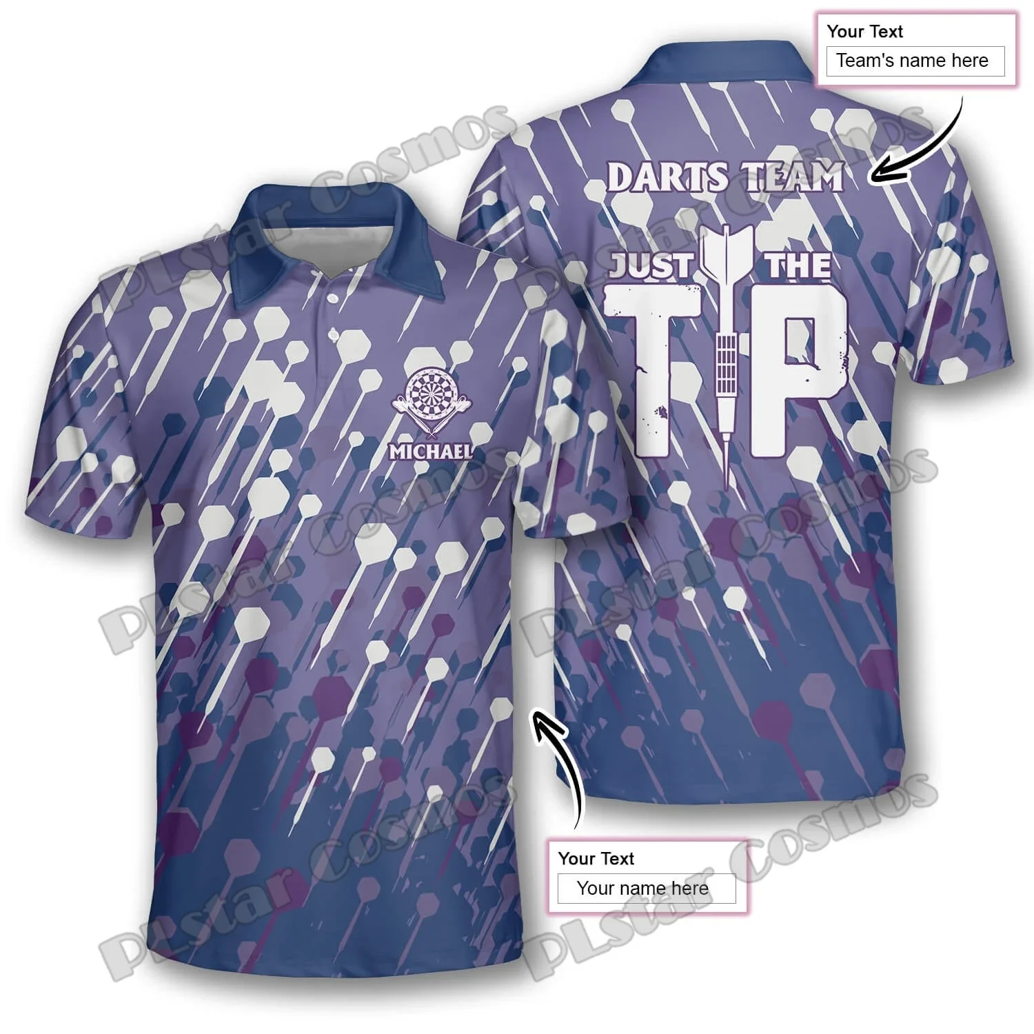 Dardos Lobo Naranja Negro Dardos personalizados 3D Impreso Moda Polo para hombres Verano Casual Unisex Polo premium PLP41 - imagen 2