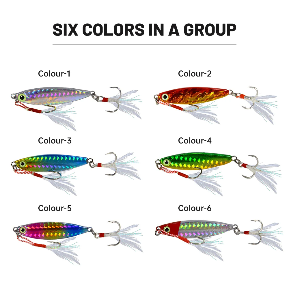 SANLIKE 6 uds 10g/15g placa señuelos de pesca plantillas de metal de plomo plantillas lentas Trolling lentejuelas de metal señuelos falsos cebos duros aparejos - imagen 4