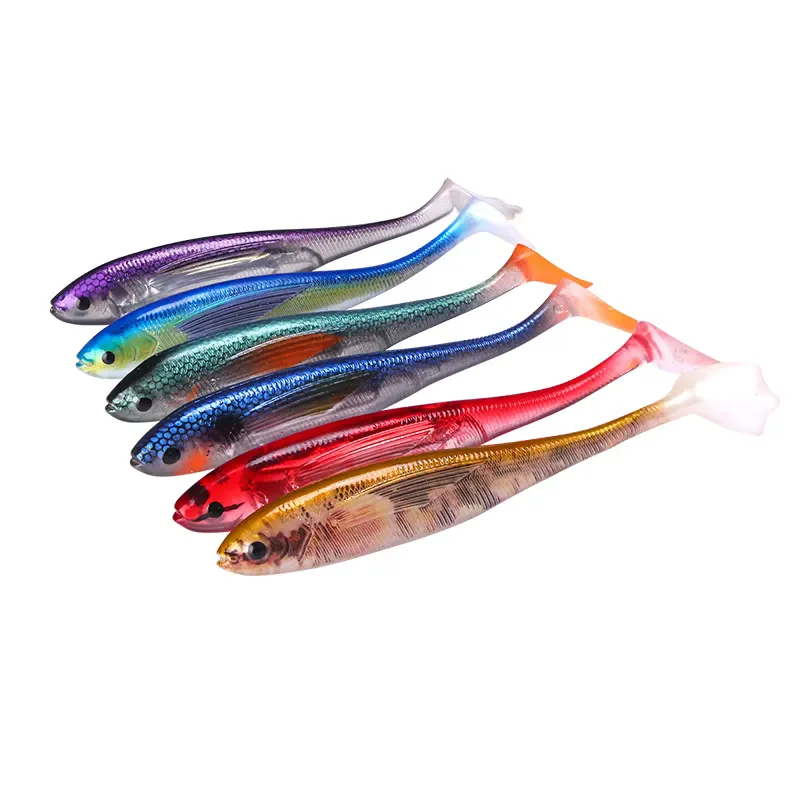 WEIHE 12,5 cm 10g 2 unids/pack 6 colores cola en T señuelo de pez suave señuelo de pesca suave cebo de pesca de PVC flotante realista swimbait - imagen 2