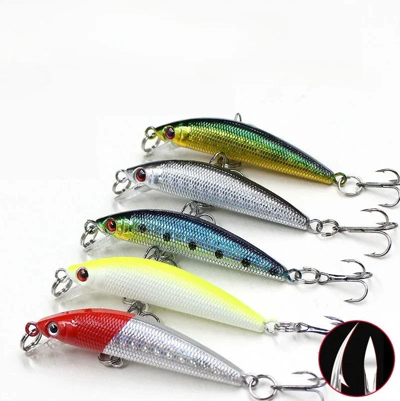 Señuelo de pesca Minnow, cebo de pececillo fácil, Wobbler, superficie Popper, hundimiento lento, anzuelos de 6cm y 4g, aparejos de pesca - imagen 4