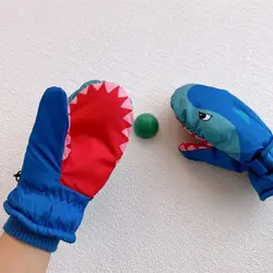Guantes de esquí para niños de dibujos animados cálidos con nudillos manopla de Snowboard para niños guantes de esquí de invierno impermeables a prueba de viento para niñas y niños