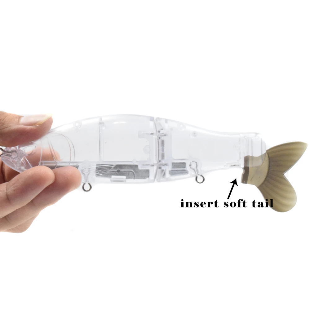 CCLTBA-señuelo magnético de 6,5 pulgadas, cebo de pesca deslizante sin pintar, en blanco, transparente, cola suave, Swimbait, aparejos de pesca - imagen 4