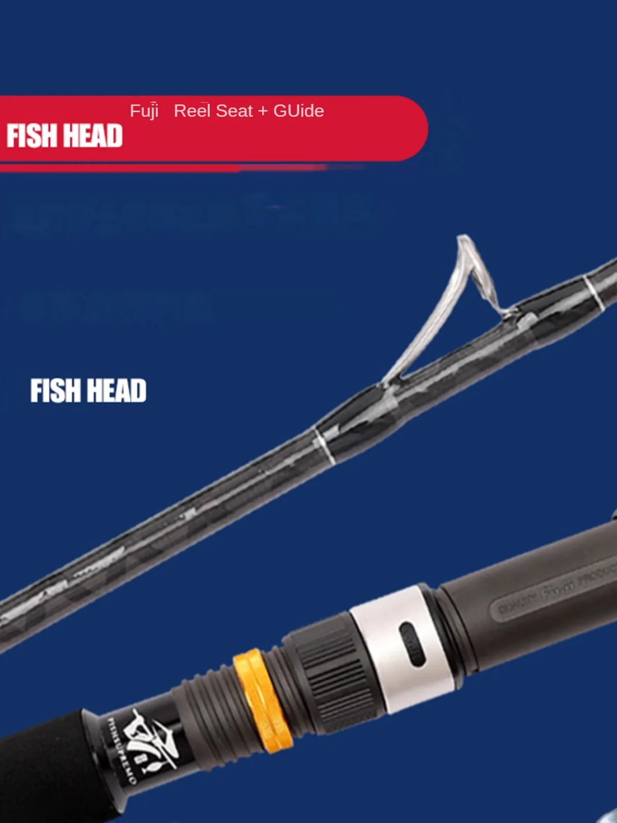 Caña de pescar giratoria superdura, caña de tiro para lanzamiento en mar profundo, caña de arrastre para barco oceánico, todas las partes de Fuji, 1,8 m, 2,1 m - imagen 5