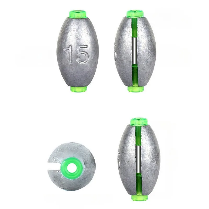 Plomo de plomo con forma de oliva, 5 uds., 15/20/30g, equipo de pesca, balsa, pesca, correr, corazón, juego hueco, puente, fundición de larga distancia - imagen 2
