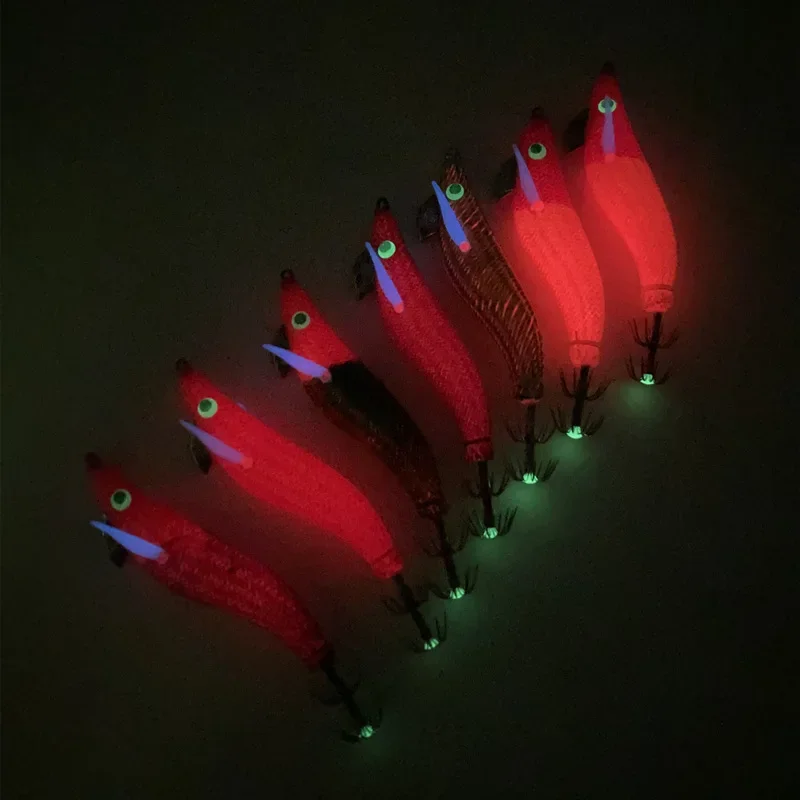 2.2 #   Gancho japonés de madera luminosa para camarones, anzuelo de calamar de 9cm-8g, parte plana de cuchillo, señuelo de aguja para calamar y camarones - imagen 3