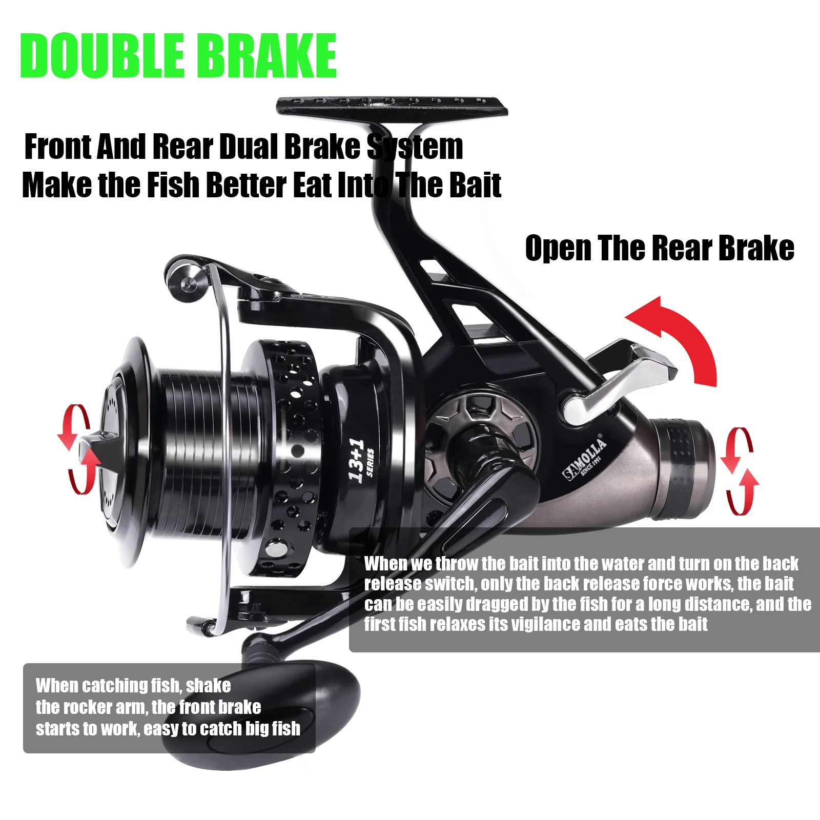 Carrete giratorio FPL KT de doble freno para playa y jigging - imagen 5