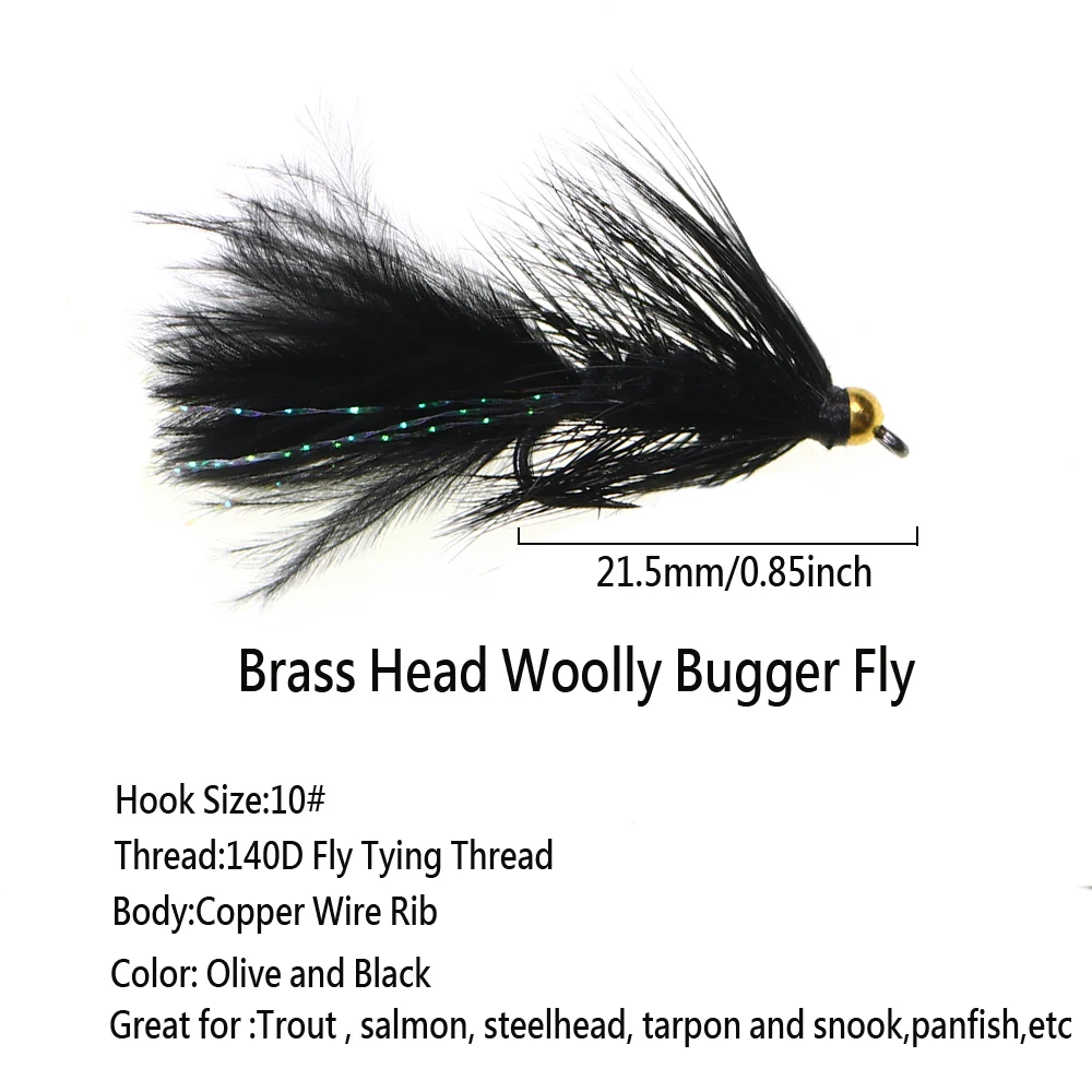 Cerio Woolly Bugger oliva – Bead head con flash para trucha - imagen 5