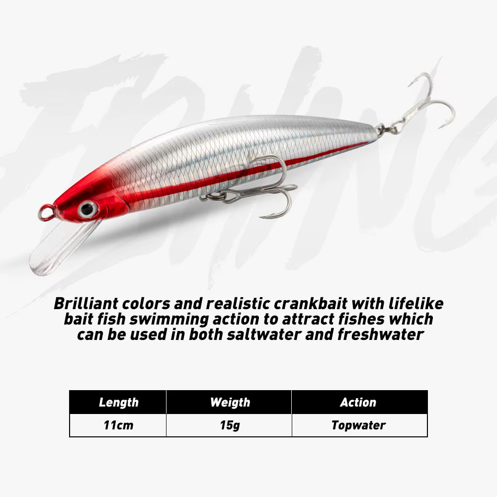 Minnow Wobbler Jerkbait 13-15cm 40g 60g con anzuelos triples - imagen 2