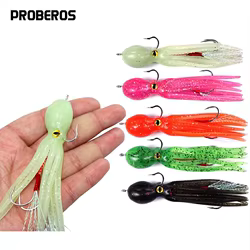PROBEROS-señuelo de pesca de calamar suave, cebo de pesca de 21g, Swimbait de pulpo realista, Señuelos de Pesca de arrastre en el océano, anzuelo de agua salada