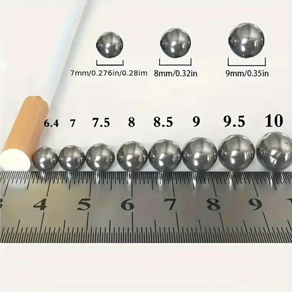 Juego de bolas de acero inoxidable de 100 Uds., 4mm, 5mm, 6mm, 7mm, 8mm, cuentas redondas lisas, rodamiento sólido de Metal de alta precisión para caza - imagen 4