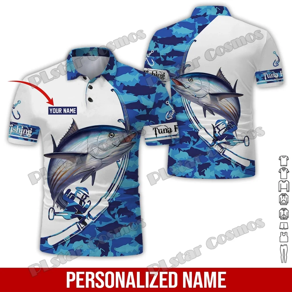 PLstar Cosmos nombre personalizado pesca atún 3D completamente impreso hombres polos moda pantalón corto casual camisa de manga PLP13 - imagen 4