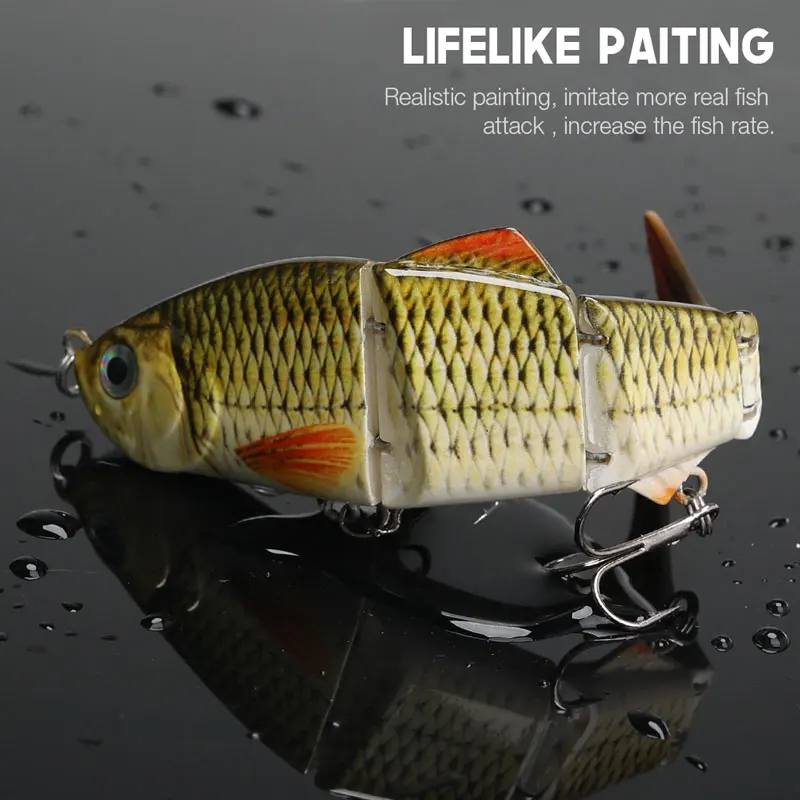 Señuelos de Pesca de 15cm y 35g, 4 segmentos, Swimbait, Crankbait, cebo duro con anzuelos artificiales, Wobblers de pesca, 1 unidad