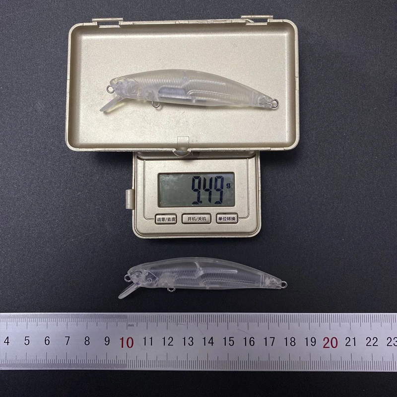 20 piezas cebo de pececillo en blanco sin pintar, 75mm, 9,4g, señuelo de pesca que se hunde, Swimbait de fundición larga, Wobblers para trucha, carpa, cebo Artificial - imagen 5