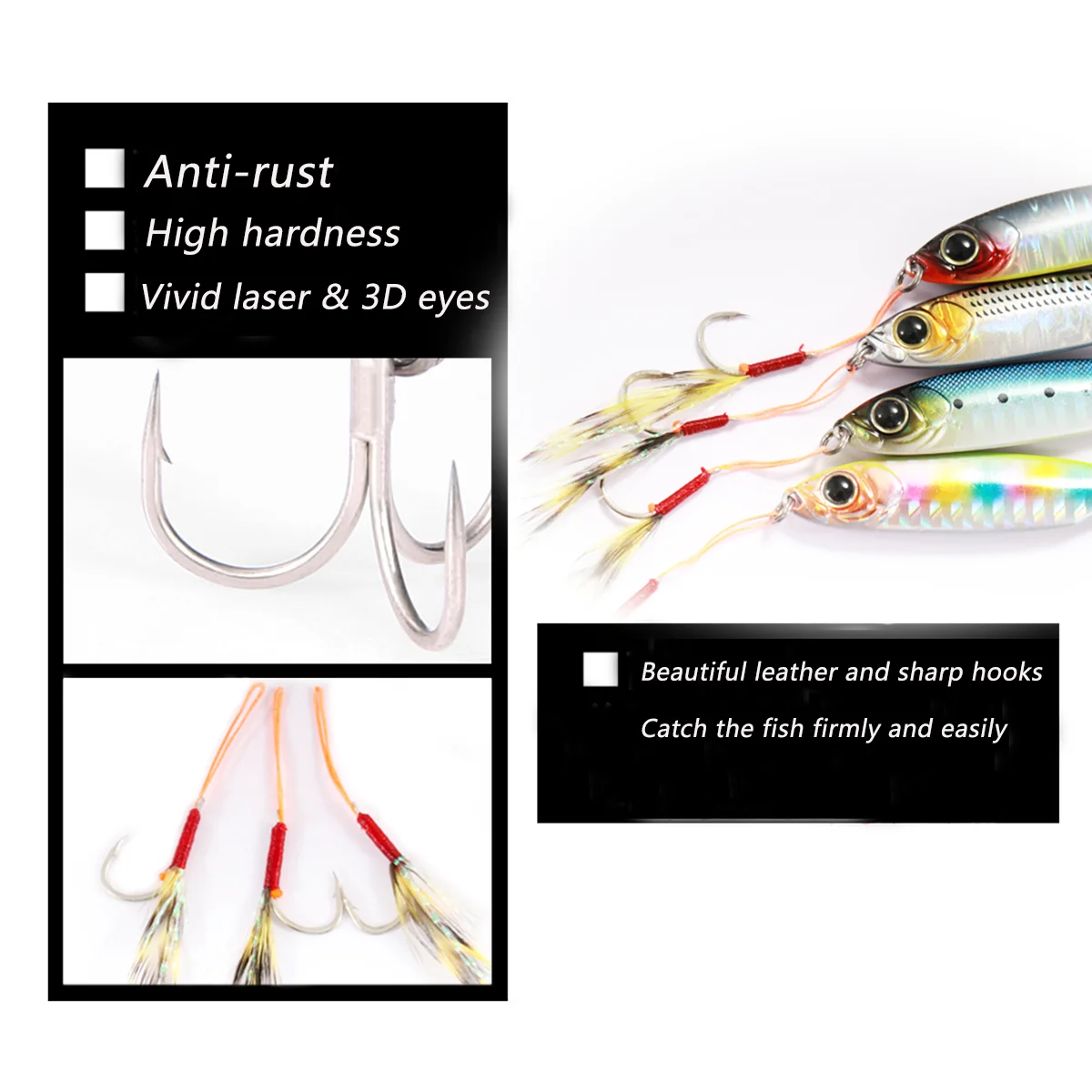 Plantilla de Metal Artificial, cebo de 10g, 15g, 18g, Wobbler, pluma, gancho, cubierta láser, Spinner de hundimiento, herramientas, accesorios de pesca, señuelo - imagen 4