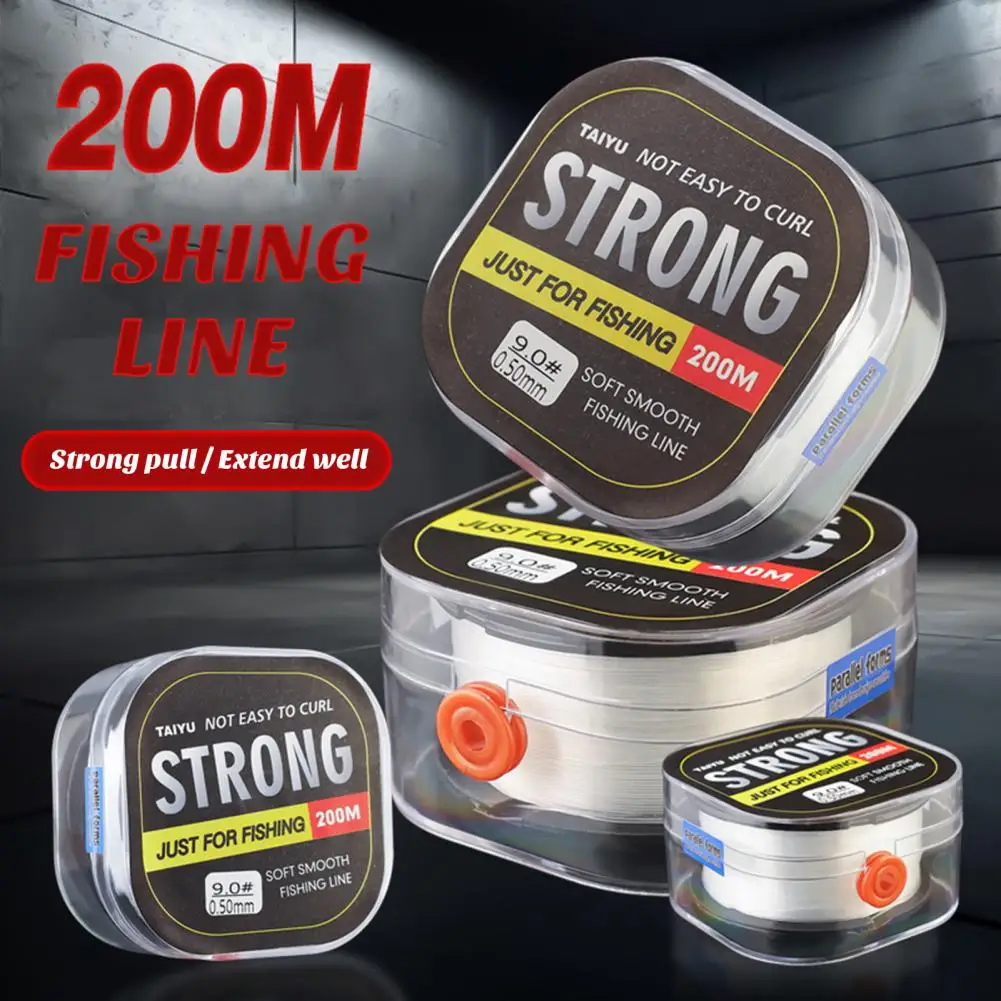 Línea de pesca de fluorocarbono Premium de 200M, resistente al desgaste, línea de pesca suave de nailon Flexible Extra larga, accesorios de pesca