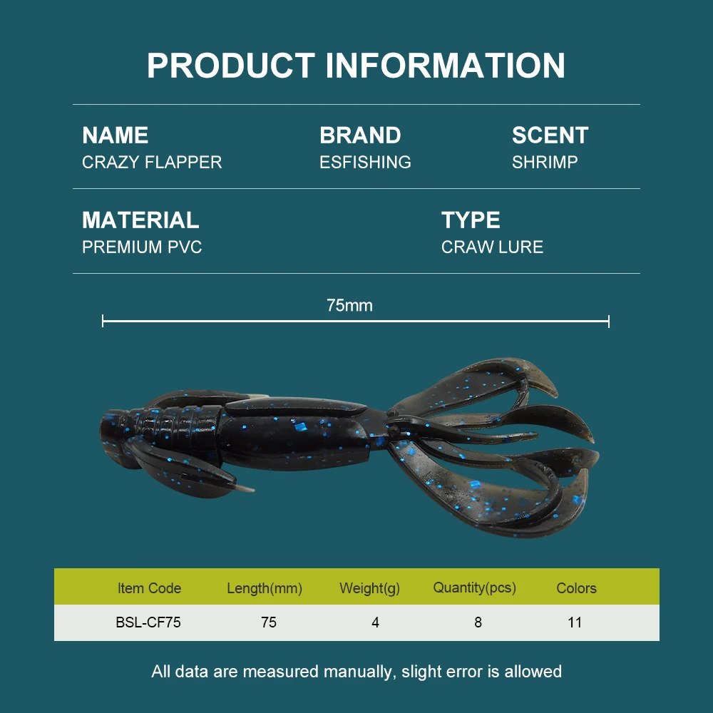 Señuelo de oruga KESFISHIN Crazy Flapper 75mm 4g cebo de silicona señuelo de plástico cebo de silicona artificial - imagen 2