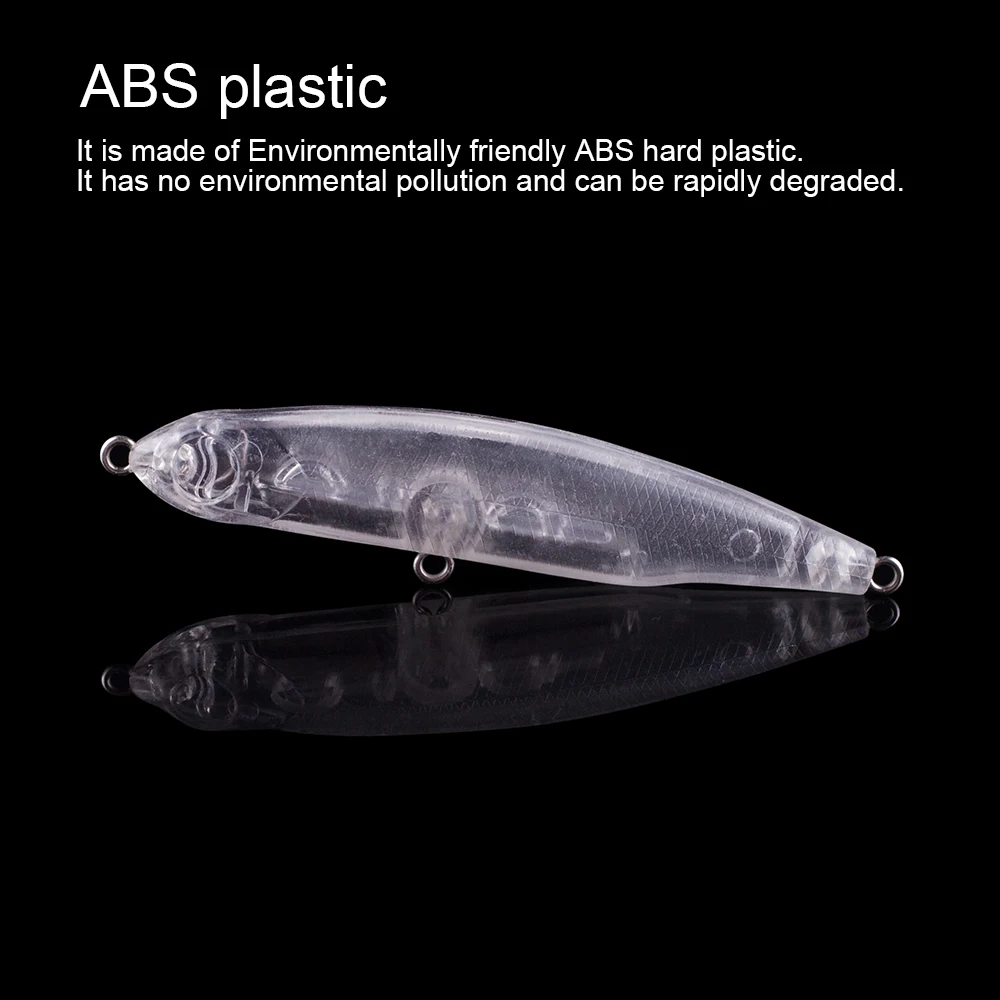 Hanlin-cebos en blanco para pececillos, cebos Wobblers, lápiz Artificial de plástico duro, aparejos de pesca sin pintar, DIY, 5/6/8CM, 2,5/5/9G - imagen 5