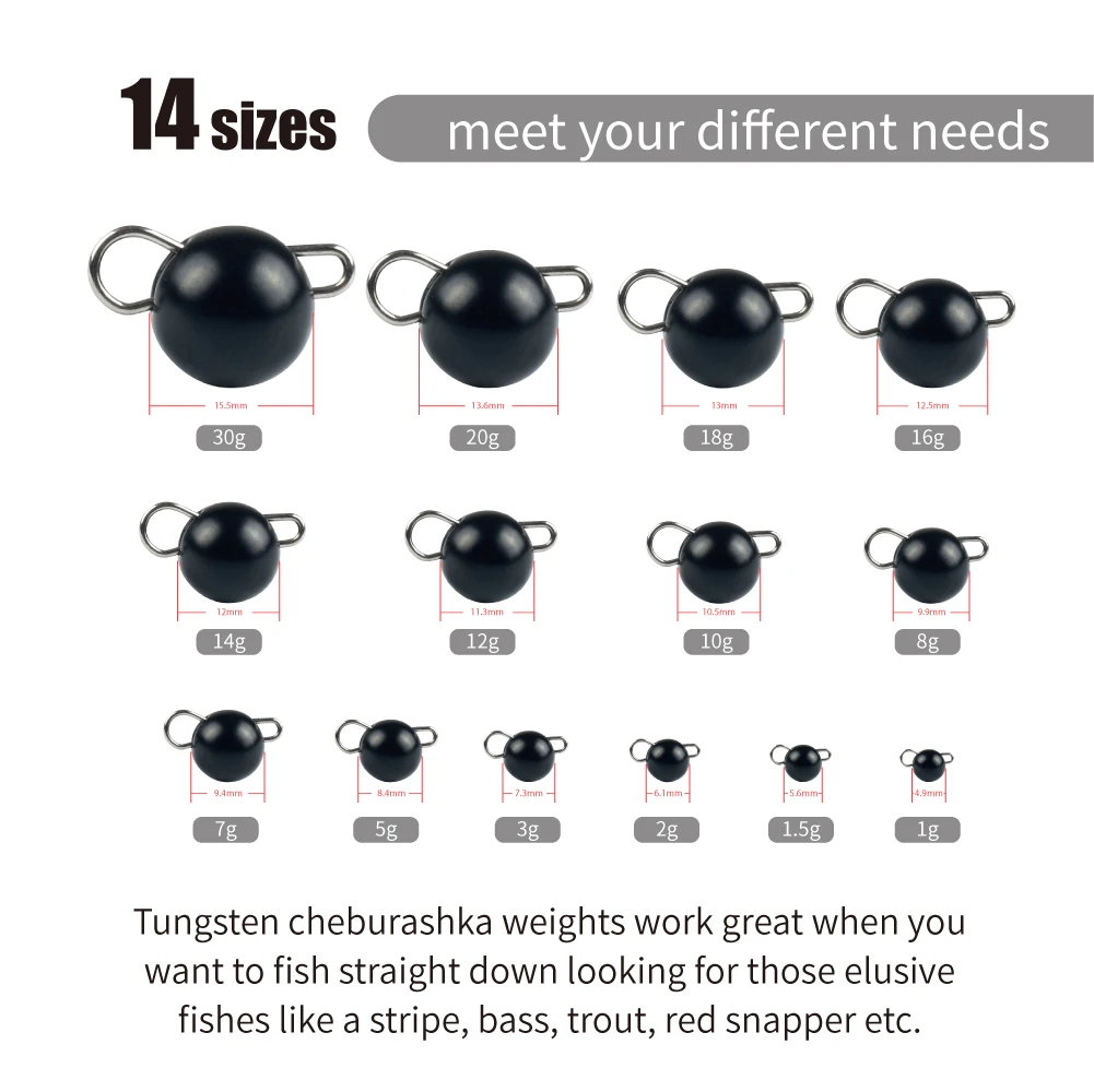 Elite TG 10 Uds pesca Cheburashka peso de plomo, 1g-30g cabeza de plantilla negra cebo suave lubina Wrasse Crappie señuelo Tackel - imagen 2