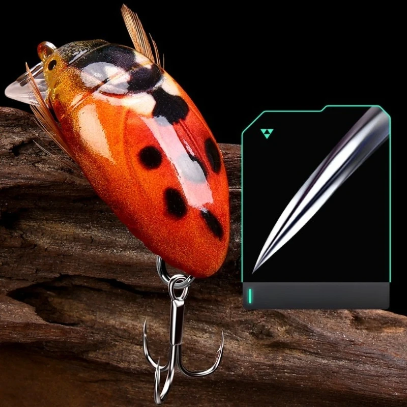 Cebo biónico flotante para pececillo, corredor de carretera, roca regordeta, escarabajo, sangre, gancho de conducto, juego de cebo de pez falso de plástico, esencial para pesca, 1/2/5 unidades