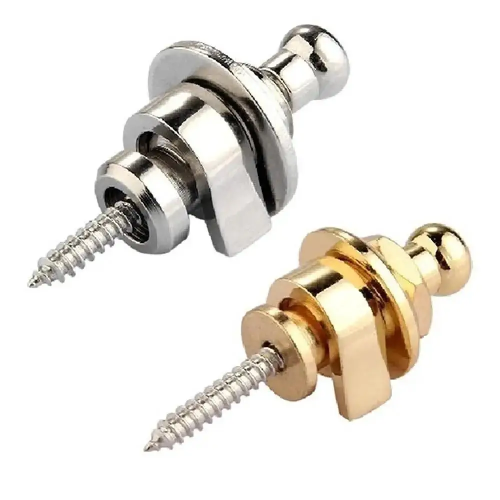 Cerraduras de correa de guitarra eléctrica de aleación, botón de bloqueo de uñas de cola de guitarra, cerraduras de cabeza redonda antideslizantes, pasadores de bajo dorados negros - imagen 4