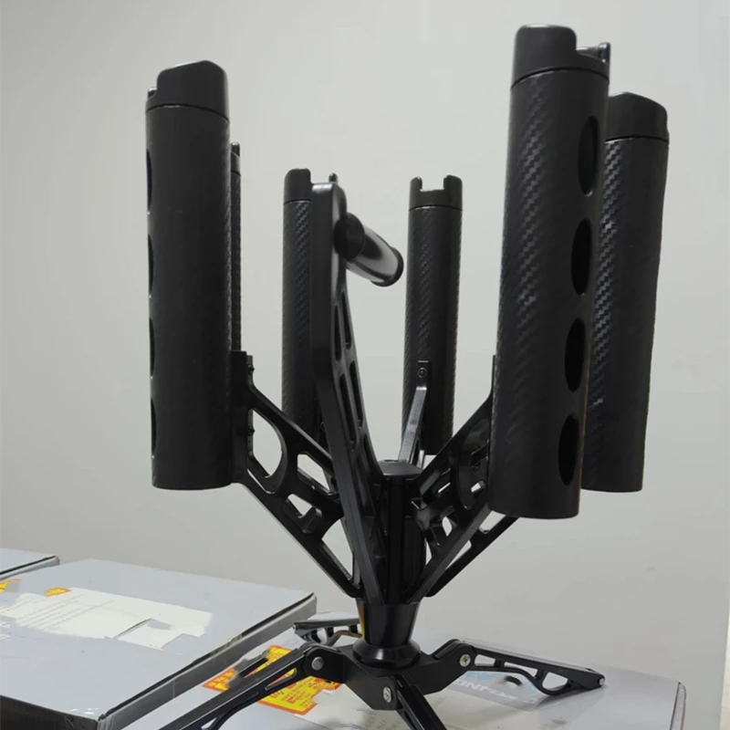 Soporte para caña giratoria Luretv (edición limitada) Gatling negro portátil y de mano de 7 orificios, puede insertar 7 cañas de pescar con sonido - imagen 3