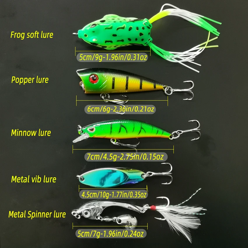 Juego de Señuelos de Pesca blandos Popper, 5 uds., Wobblers para Lucio, aparejos de pesca, cebo duro, Kit de cebos artificiales biónicos locos falsos, mar - imagen 4