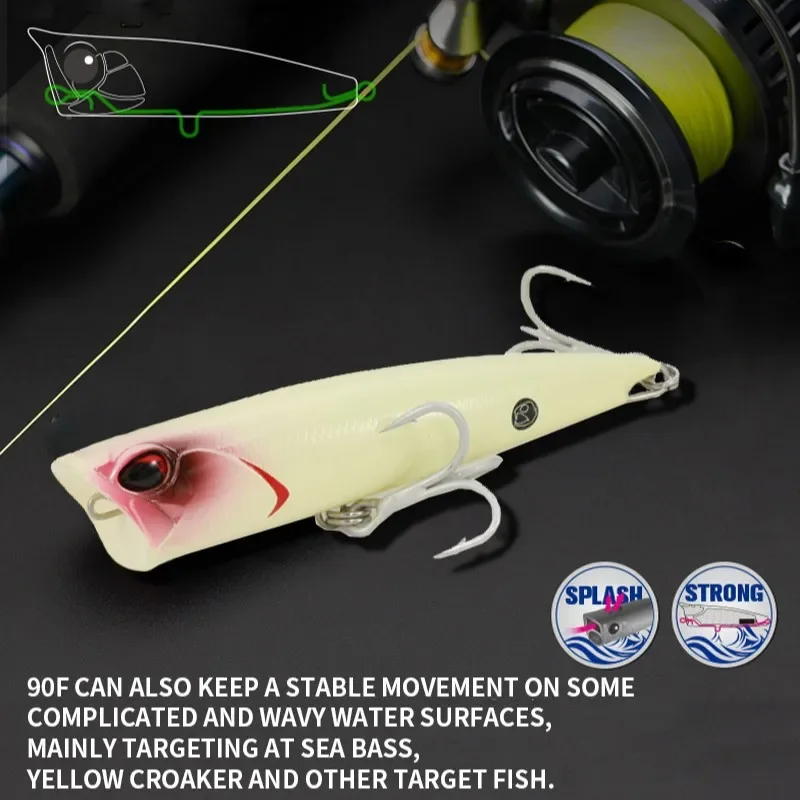 TSUYOKI 105mm 26,5g Real FangPop 105 superficie Topwater Popper Señuelos de pesca mar Trolling Artificial Duo cebo flotante Wobblers - imagen 5